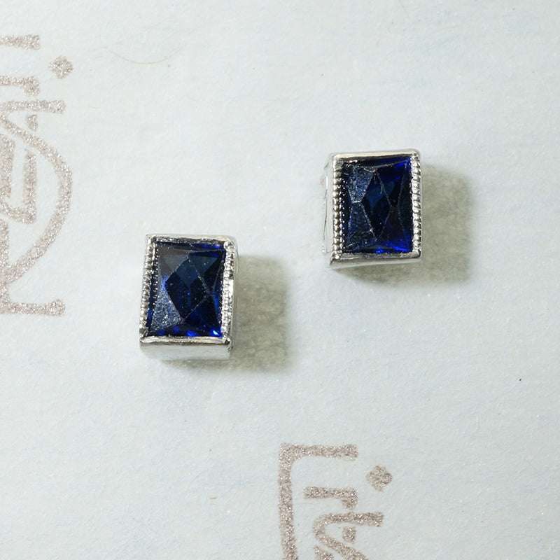 french cut sapphire and platinum stud earrings art deco