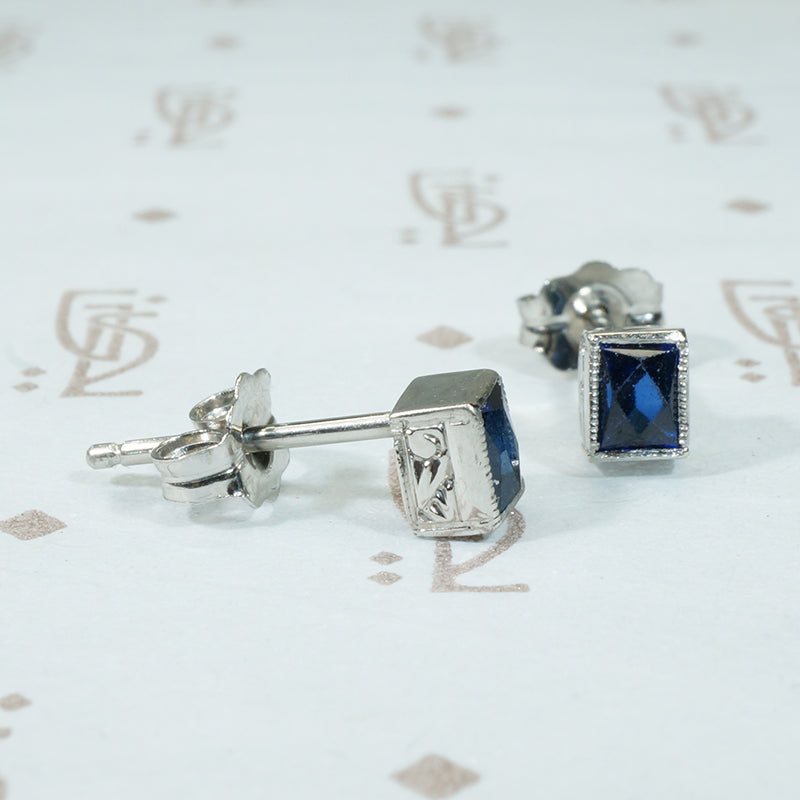 Fabulous French Cut Platinum Studs