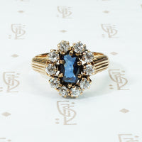 oval sapphire in oec diamond halo 14k old rose gold