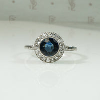 Sapphire Diamond Halo in Platinum