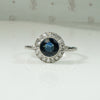 Sapphire Diamond Halo in Platinum