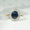 French Sapphire and Diamond Halo Ring