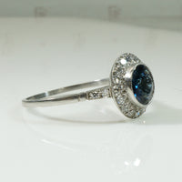 Sapphire Diamond Halo in Platinum