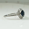 Sapphire Diamond Halo in Platinum