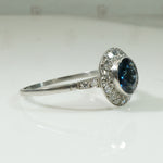 Sapphire Diamond Halo in Platinum