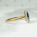 French Sapphire and Diamond Halo Ring