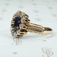 The 19th Century Sapphire and Chunky Diamond Halo Ring
