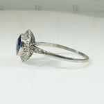 Sapphire Diamond Halo in Platinum