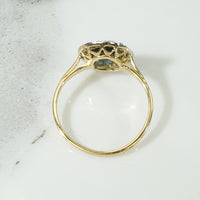 French Sapphire and Diamond Halo Ring