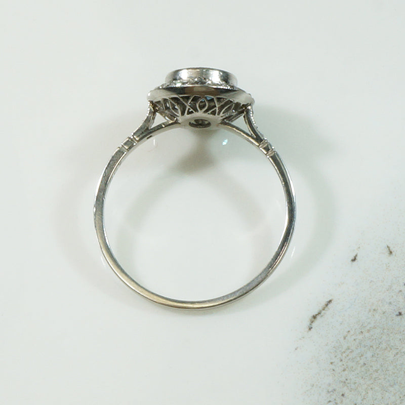 Sapphire Diamond Halo in Platinum