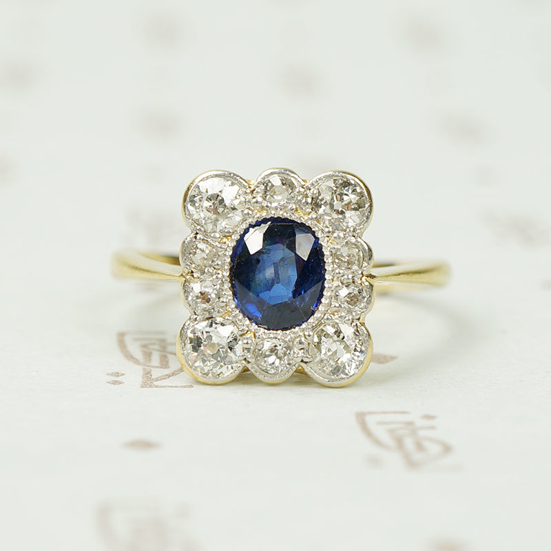 Cornflower Blue Sapphire and Diamond Ring
