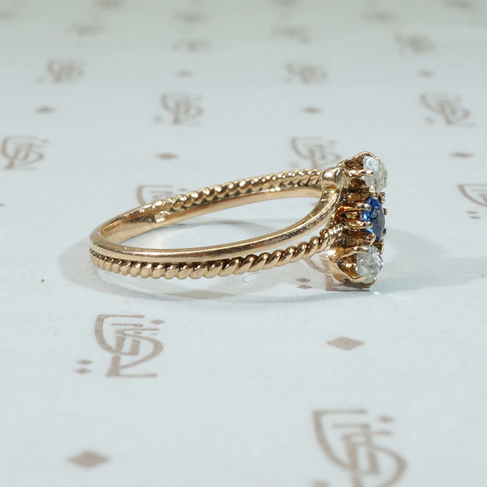 Delicate Victorian Beauty Sapphire and Rose Cut Diamond Ring