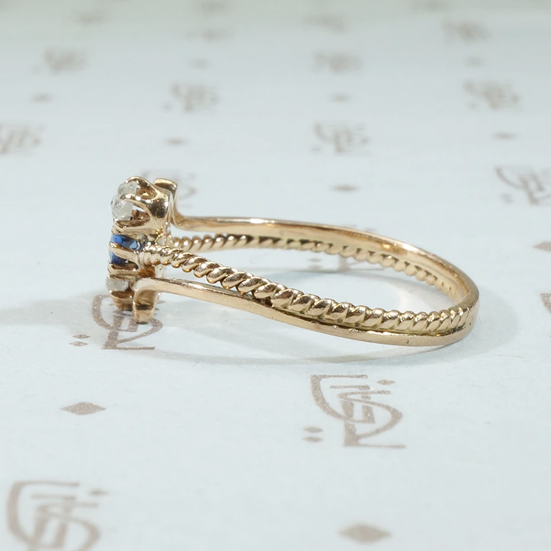Delicate Victorian Beauty Sapphire and Rose Cut Diamond Ring