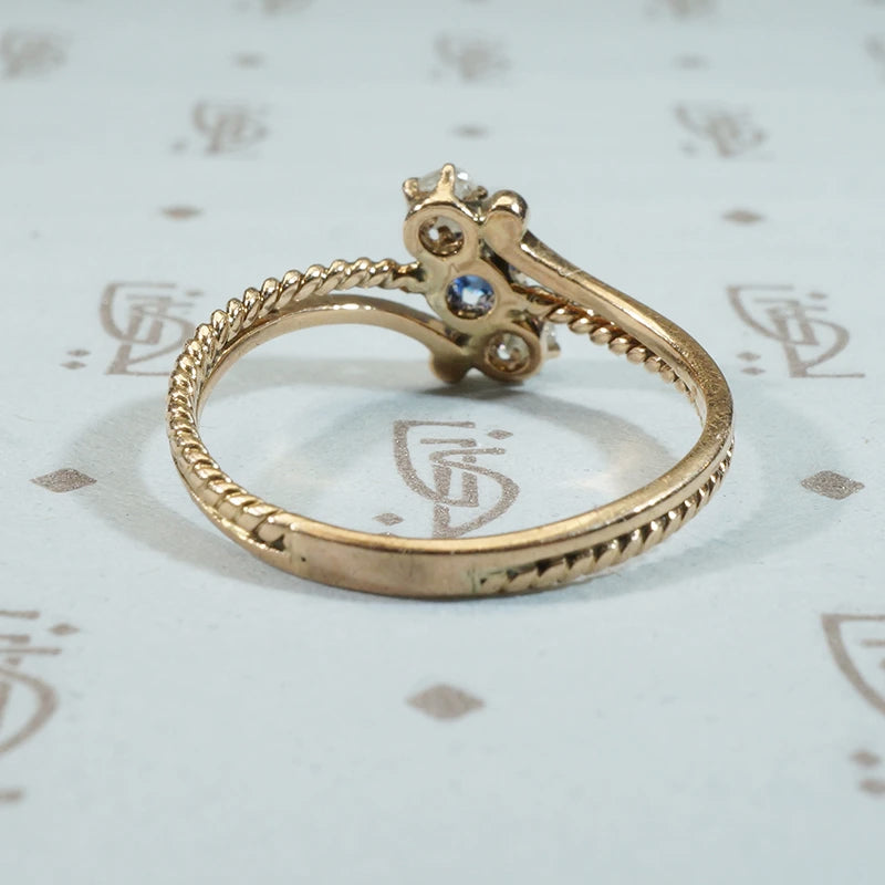 Delicate Victorian Beauty Sapphire and Rose Cut Diamond Ring