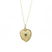 Petite Roses Antique 9ct Heart Locket - Gem Set Love