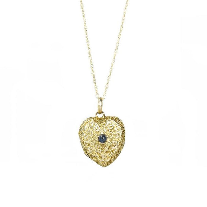 Petite Roses Antique 9ct Heart Locket - Gem Set Love