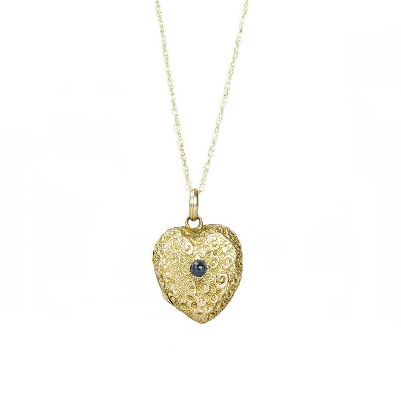 Petite Roses Antique 9ct Heart Locket - Gem Set Love
