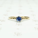 Enchanting Engraved Gold Montana Sapphire Engagement Ring