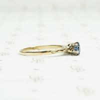 Enchanting Engraved Gold Montana Sapphire Engagement Ring