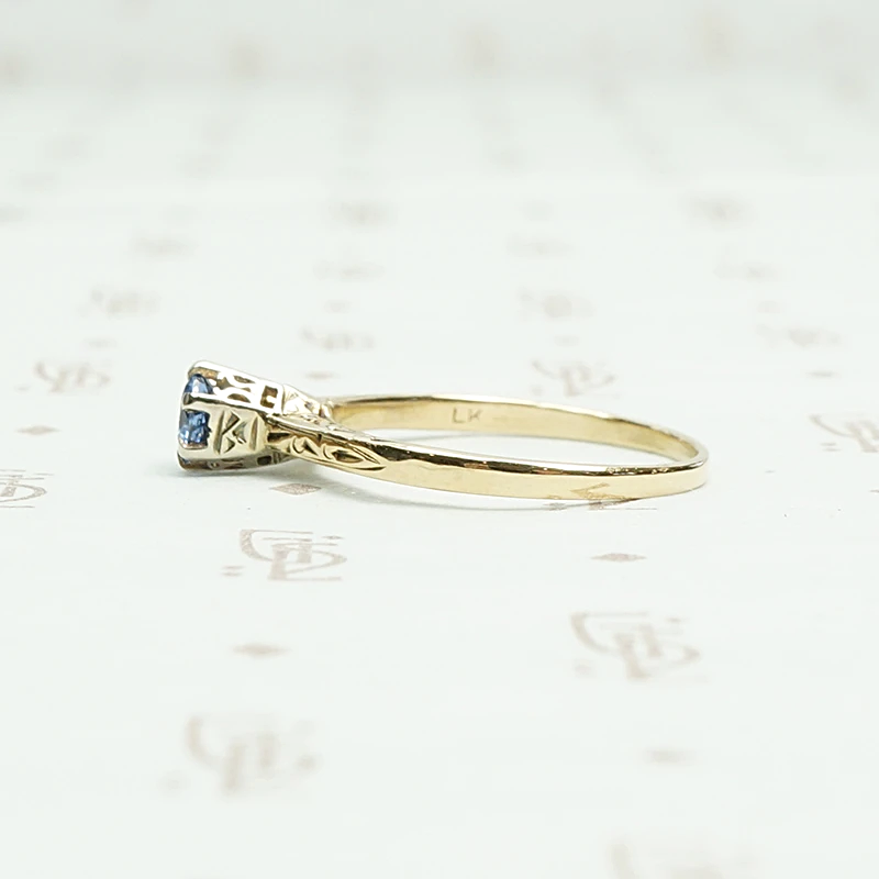 Enchanting Engraved Gold Montana Sapphire Engagement Ring