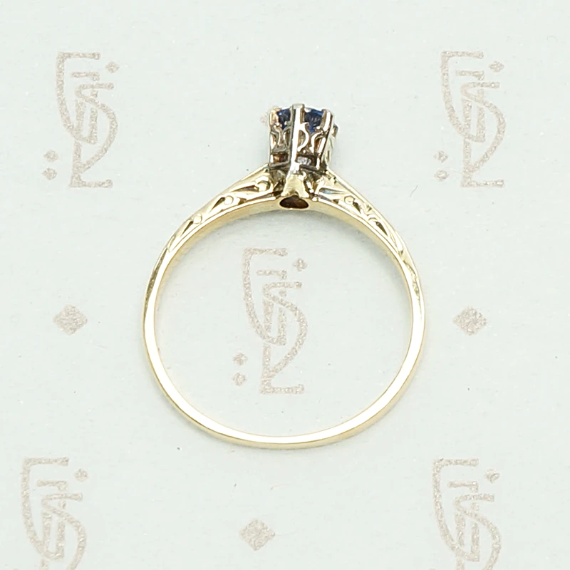 Enchanting Engraved Gold Montana Sapphire Engagement Ring