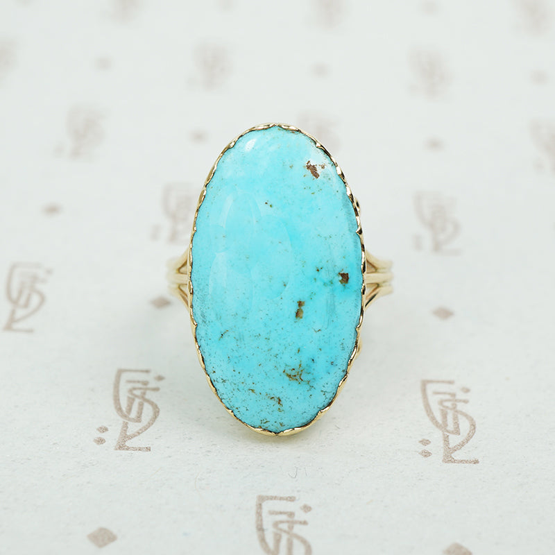 lovely spcimen blue turquise ring in gold