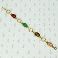 vintage gold filled and hardstone scarab bracelet
