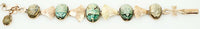 Vintage Egyptian Faience Scarab and Lotus Bracelet