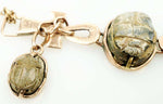 Vintage Egyptian Faience Scarab and Lotus Bracelet