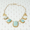 egyptian faience scarab necklace in silver gilt vintage