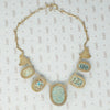 egyptian faience scarab necklace in silver gilt vintage back view