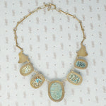 egyptian faience scarab necklace in silver gilt vintage back view