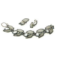 Schiaparelli Grey Leaves Bracelet & Earring Set