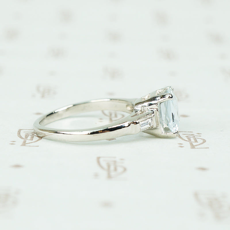 Fab Vintage Aquamarine Scissor Cut Engagement Ring