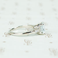 Fab Vintage Aquamarine Scissor Cut Engagement Ring