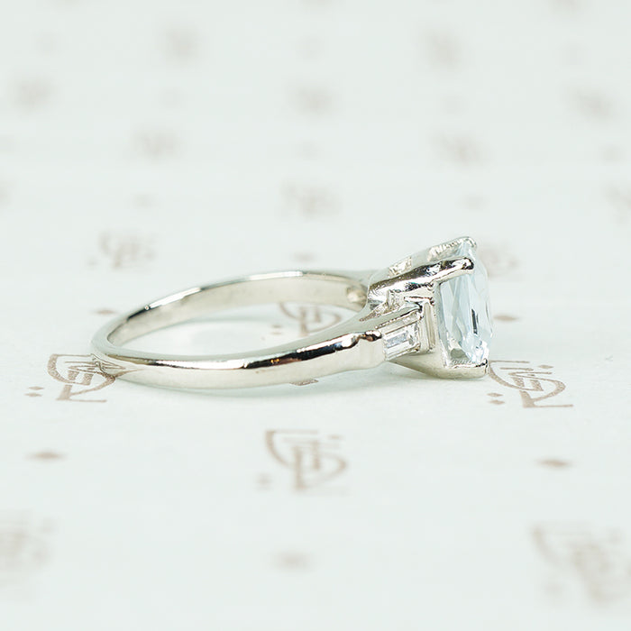 Fab Vintage Aquamarine Scissor Cut Engagement Ring