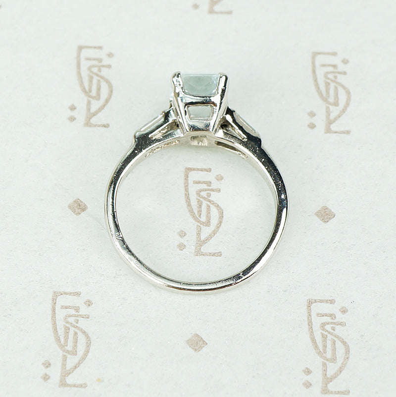 Fab Vintage Aquamarine Scissor Cut Engagement Ring