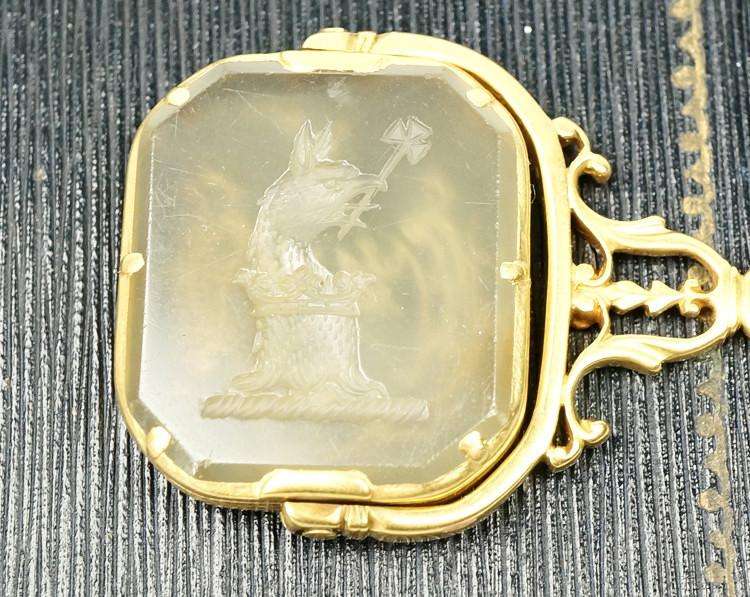high carat gold agate spinner fob seal