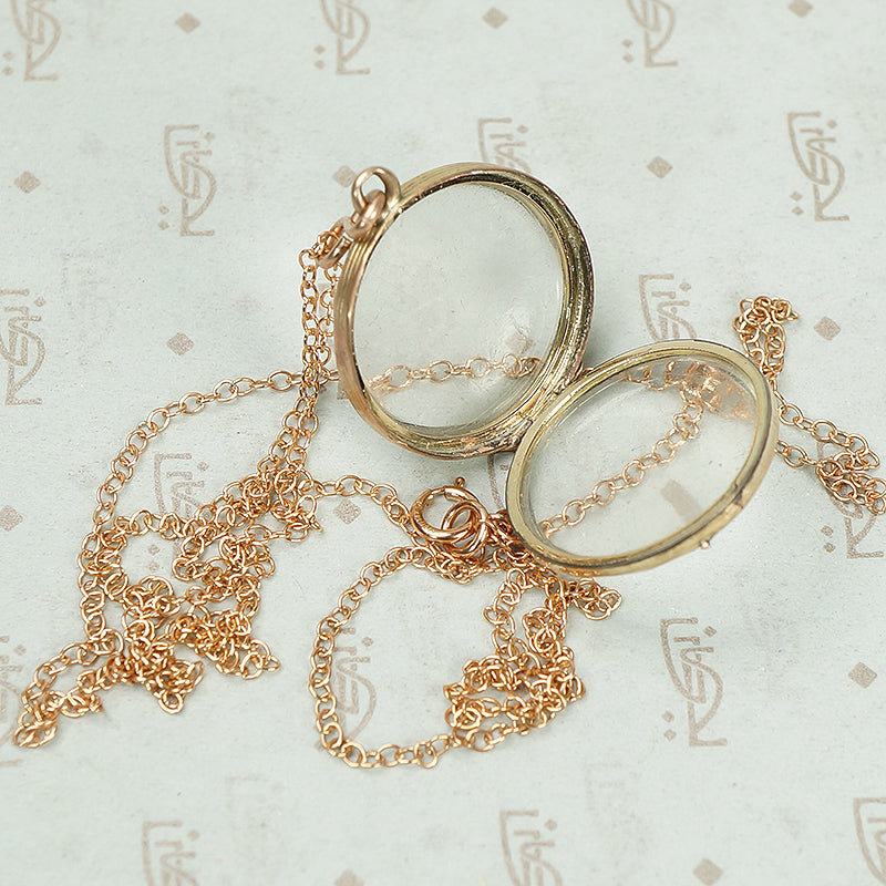 Vintage Rose Gold Double Crystal Locket