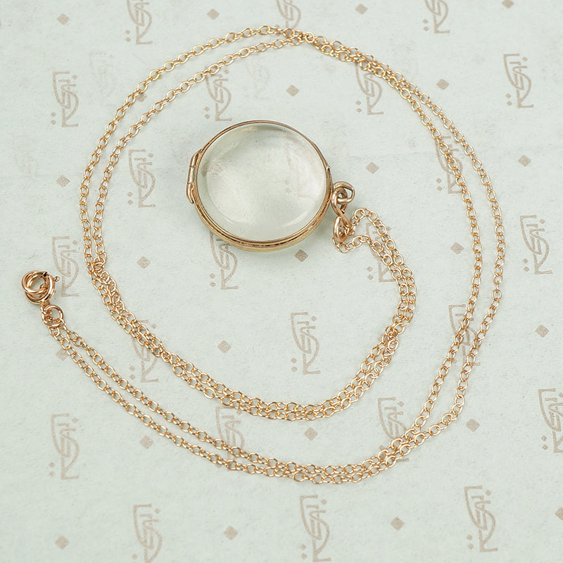 Vintage Rose Gold Double Crystal Locket