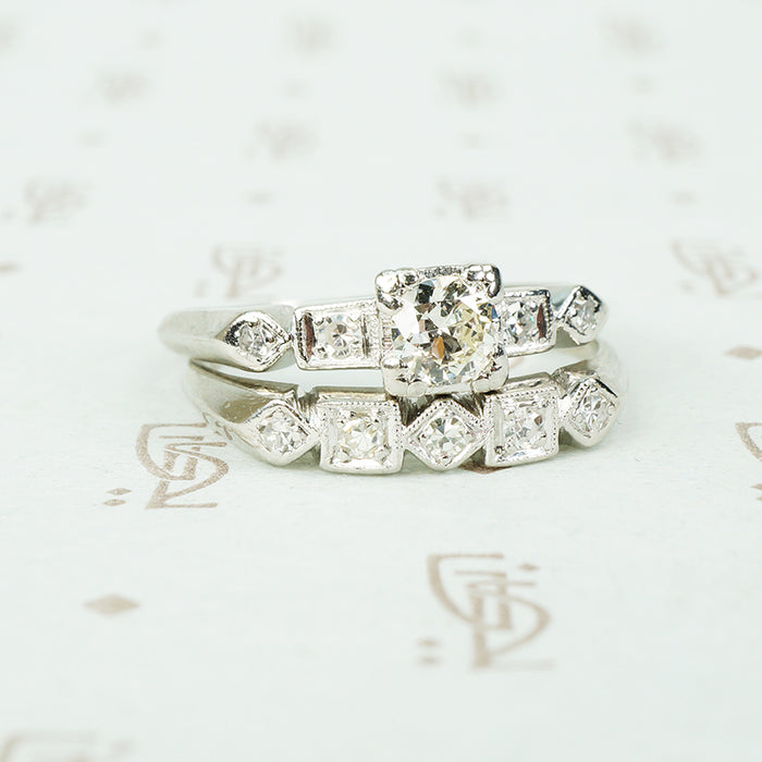 vintage platinum wedding set
