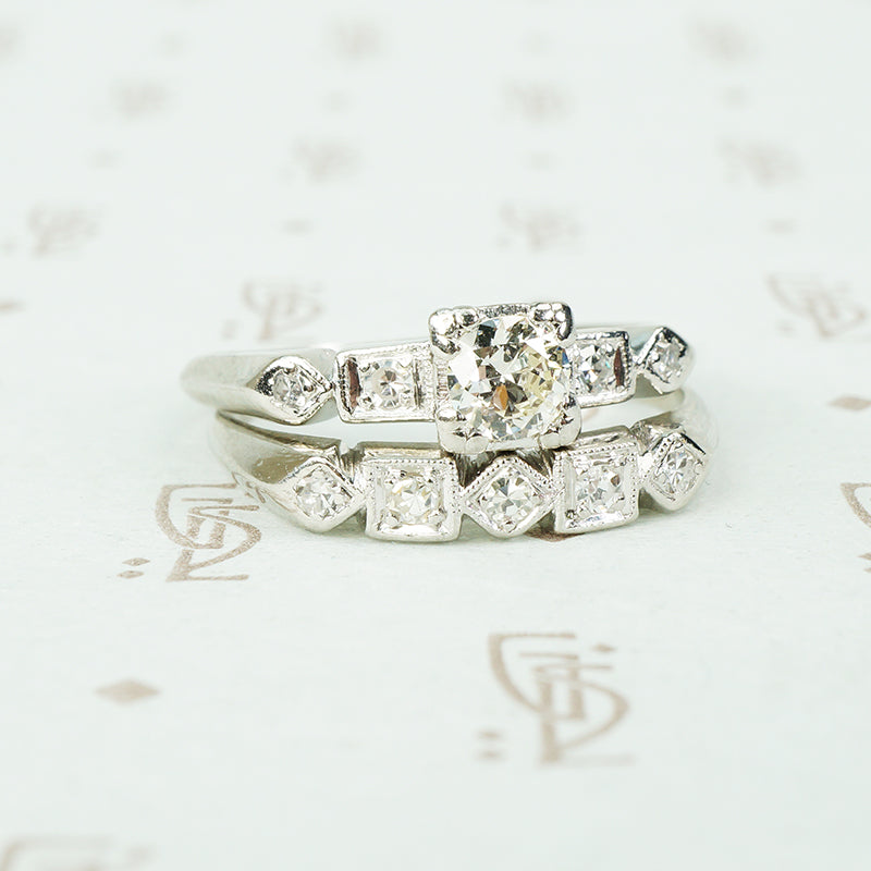vintage platinum wedding set