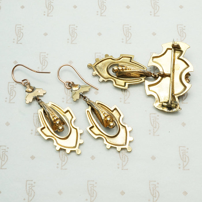 Victorian Pin and Earring Set