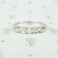 Unique Vintage Platinum and Diamond Wedding Set