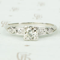 Unique Vintage Platinum and Diamond Wedding Set