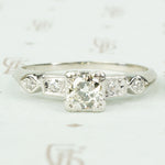 Unique Vintage Platinum and Diamond Wedding Set