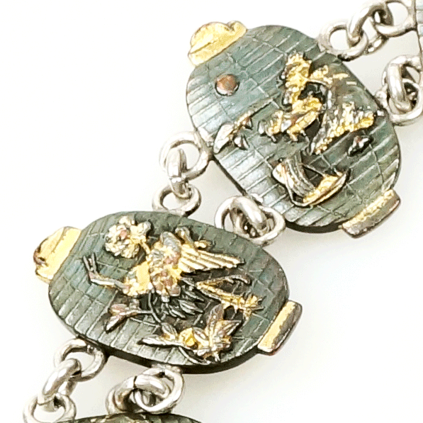 Antique Shakudo Bracelet in the shape of Japanese LanternsAntique Shakudo Bracelet in the shape of Japanese Lanterns