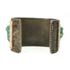 Vintage Native American Cuff Bracelet Coin Silver covered in Heishi Coral and Turquoise Nuggets