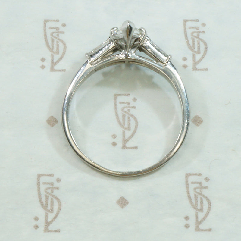 Dramatic Shield Cut Diamond Platinum Engagement Ring