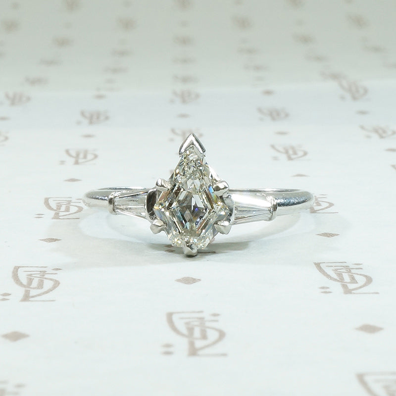 Dramatic Shield Cut Diamond Platinum Engagement Ring